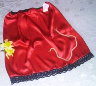 Red silk half slip
